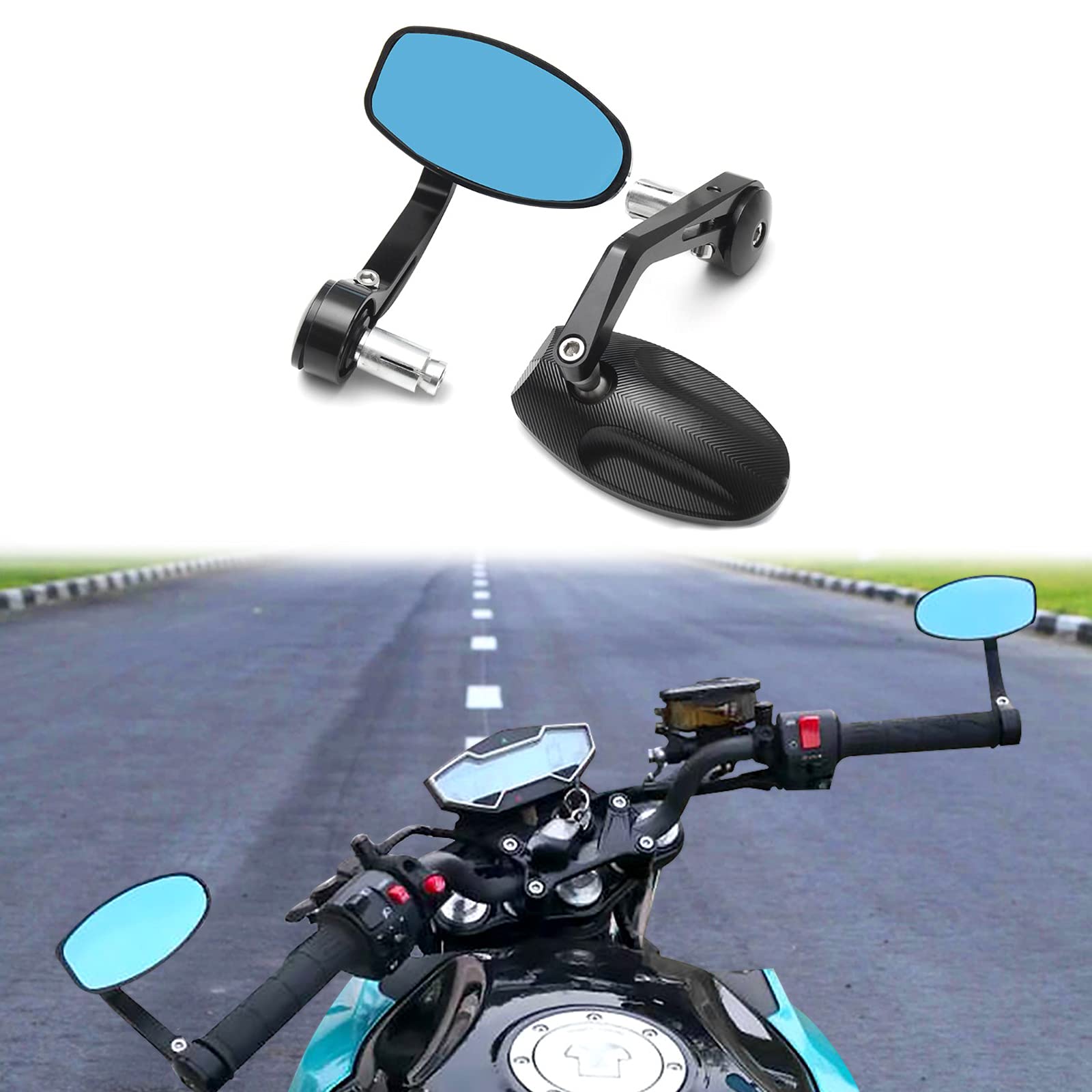 Lenkerendenspiegel, Motorrad-Rückspiegel, Lenkerendenrückspiegel, CNC, 22 mm, Motorradrückspiegel, High Definition, tragbar, für Street von Majome