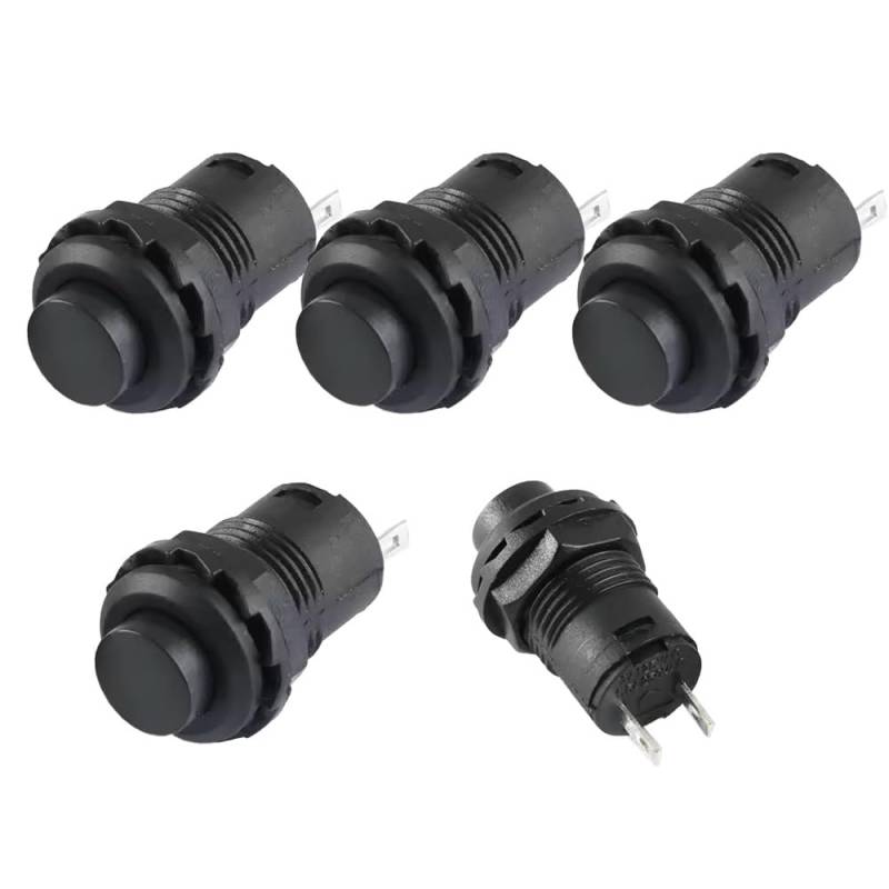 5x Druckschalter selbstsichernd 12mm DS-428 Schwarz von MakerMind