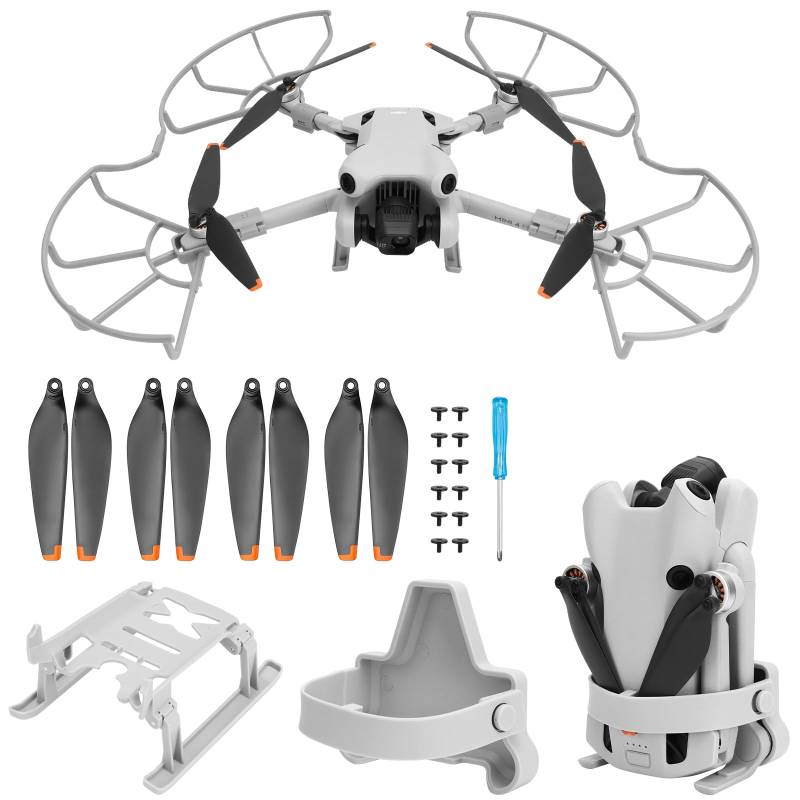 DJI Mini 4 Pro Propellerschutz, Propeller für Mini 4 Pro, Drohnen-Propellerschutz, Fahrwerk, Fixierer, Propellerhalter, Stützgurt, Drohnen-Zubehör-Set, kompatibel mit DJI Mini 4 Pro von Makerfire