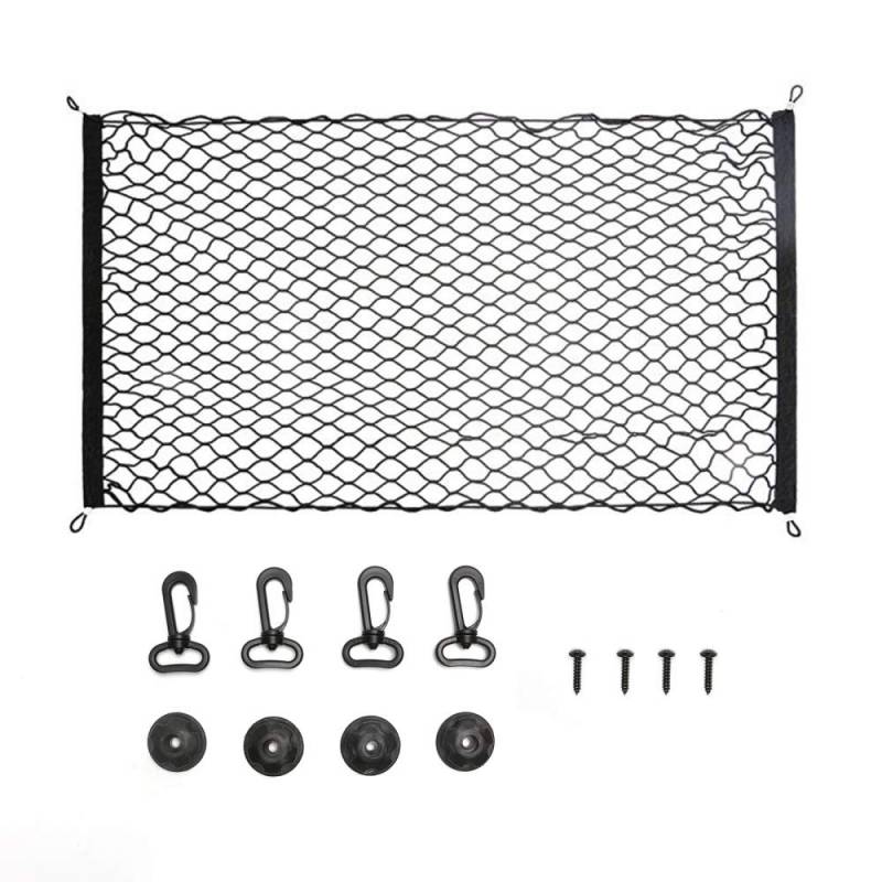 Auto Gepäcknetz,Verstellbar Auto Kofferraumnetz 110 x 60 cm Elastisch Kofferraum Aufbewahrung Netz mit 4 Haken für Meisten Fahrzeugtypen von Maluokasa