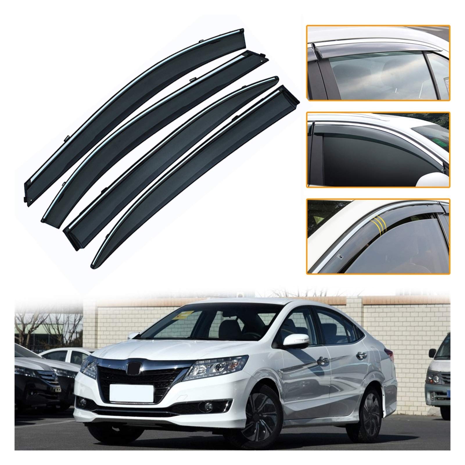 LWLD Fensterabweiser Für Honda Crider 2013-2018 4 Stücke Fenster Visier Rauch Auto Fenster Visiere Auto Sonnenregen Guard Wind Deflectors Hxjh Fenster Sonne Deflektor von Mammut