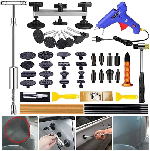 Manelord Auto Dellen Reparatur Ausbeulwerkzeug Set, Car Lackfreies Beulen Reparaturset Dent Puller Kit, Gleithammer Dent Abzieher mit 16 Stück Klebel von Manelord