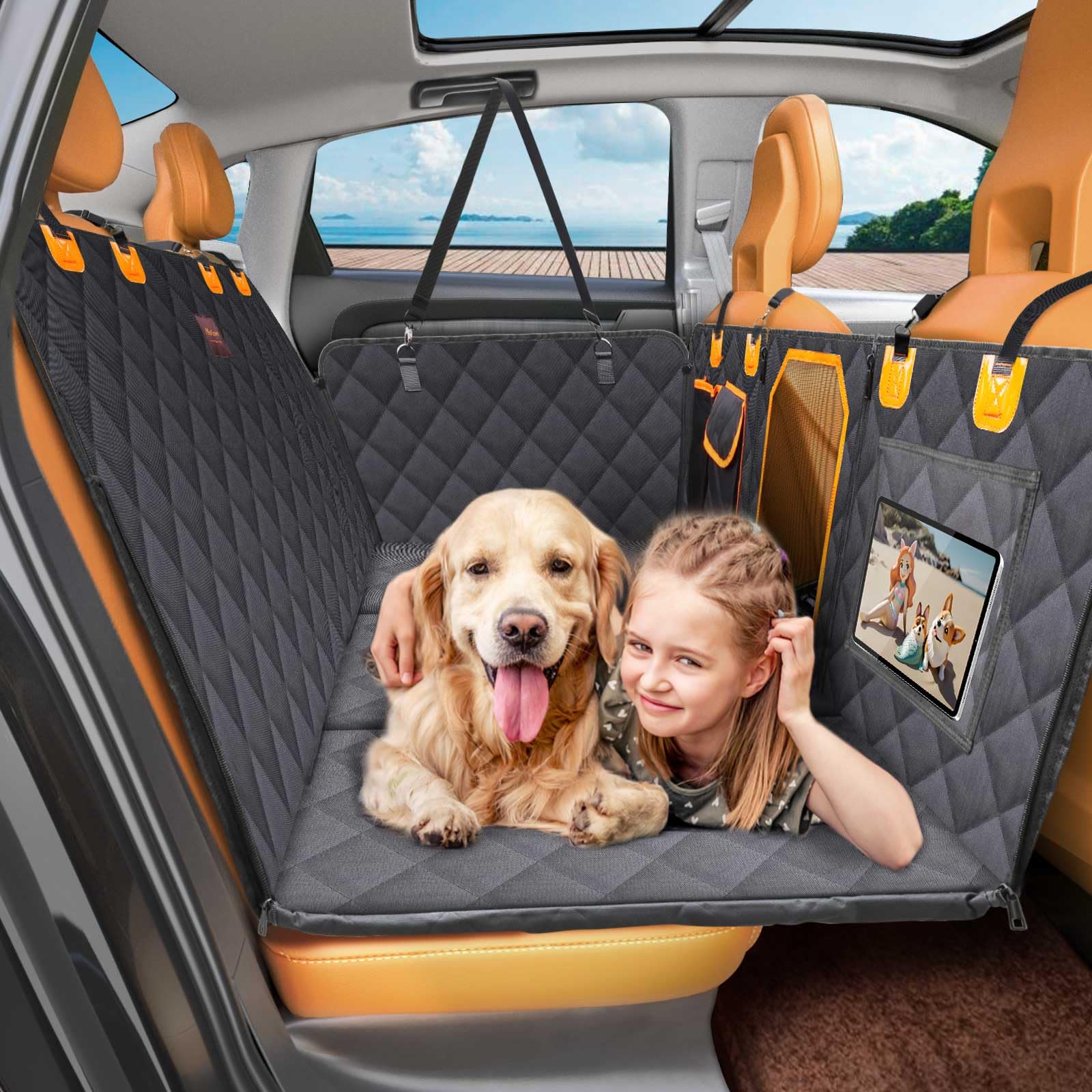 Manificent Rücksitzverlängerung für Hunde, Harter Boden, Hundehängematte für Auto Reisebett, Nicht aufblasbare Autobettmatratze für Auto SUV LKW von Manificent