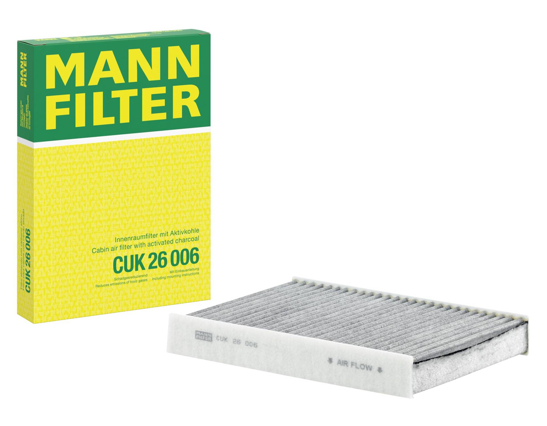 MANN-FILTER CUK 26 006 Filtro de habitáculo – Filtro de habitáculo con carbón activo para automóviles von MANN-FILTER