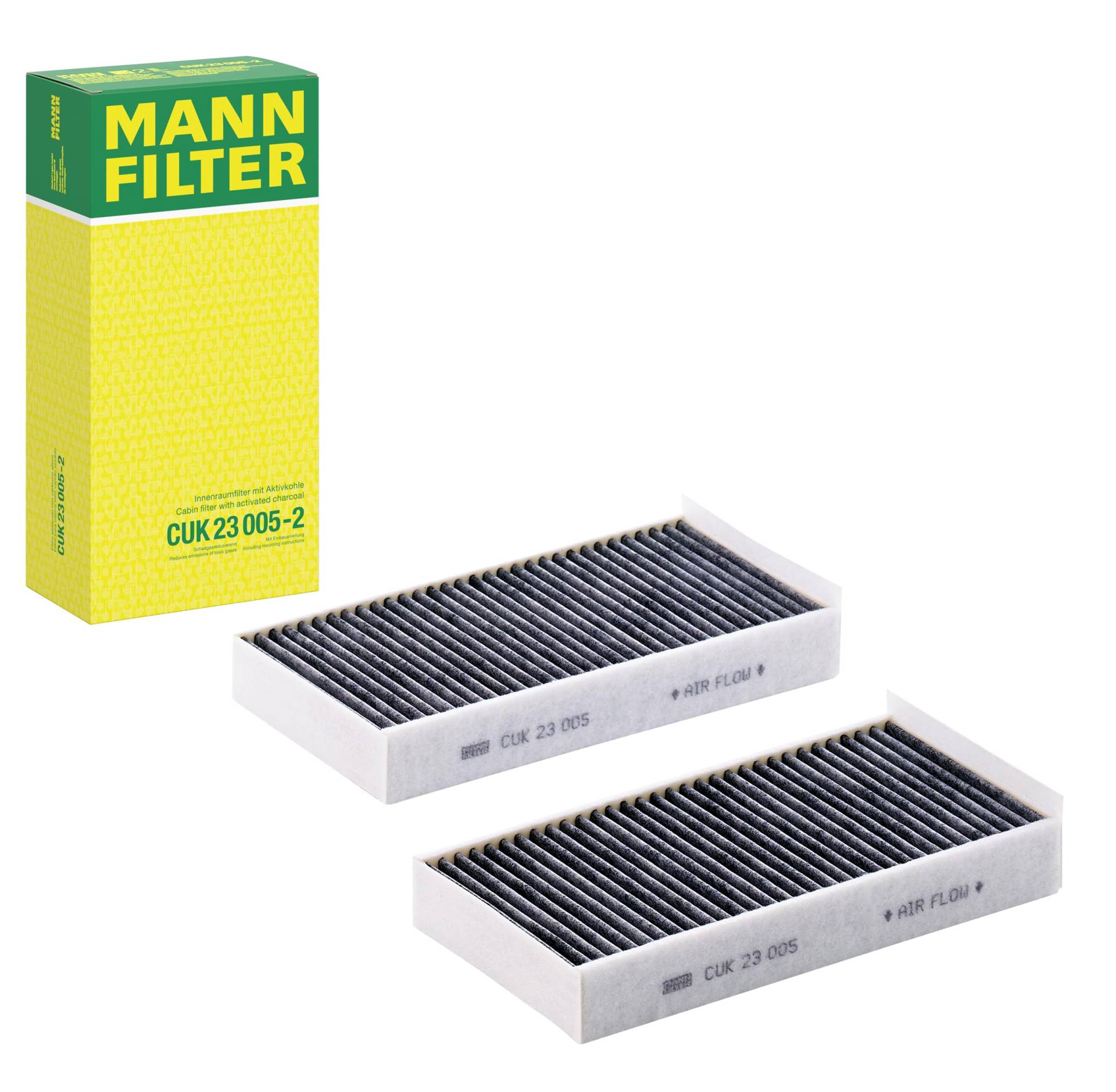 MANN-FILTER CUK 23 005-2 Filtro de habitáculo – Paquete de filtros de habitáculo (set de 2) con carbón activo - para automóviles von MANN-FILTER