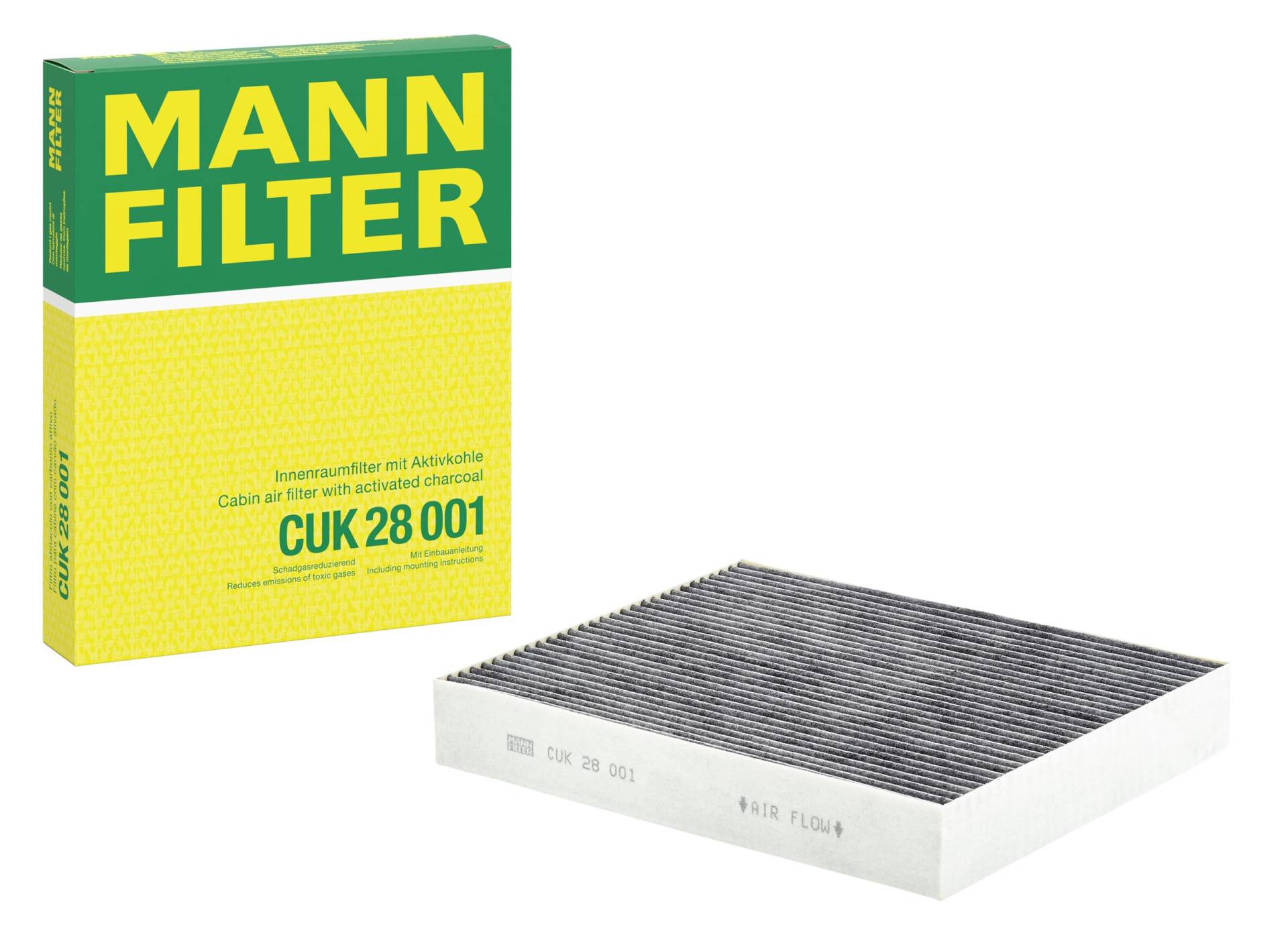 MANN-FILTER CUK 28 001 Filtro de habitáculo – Filtro de habitáculo con carbón activo para automóviles von MANN-FILTER