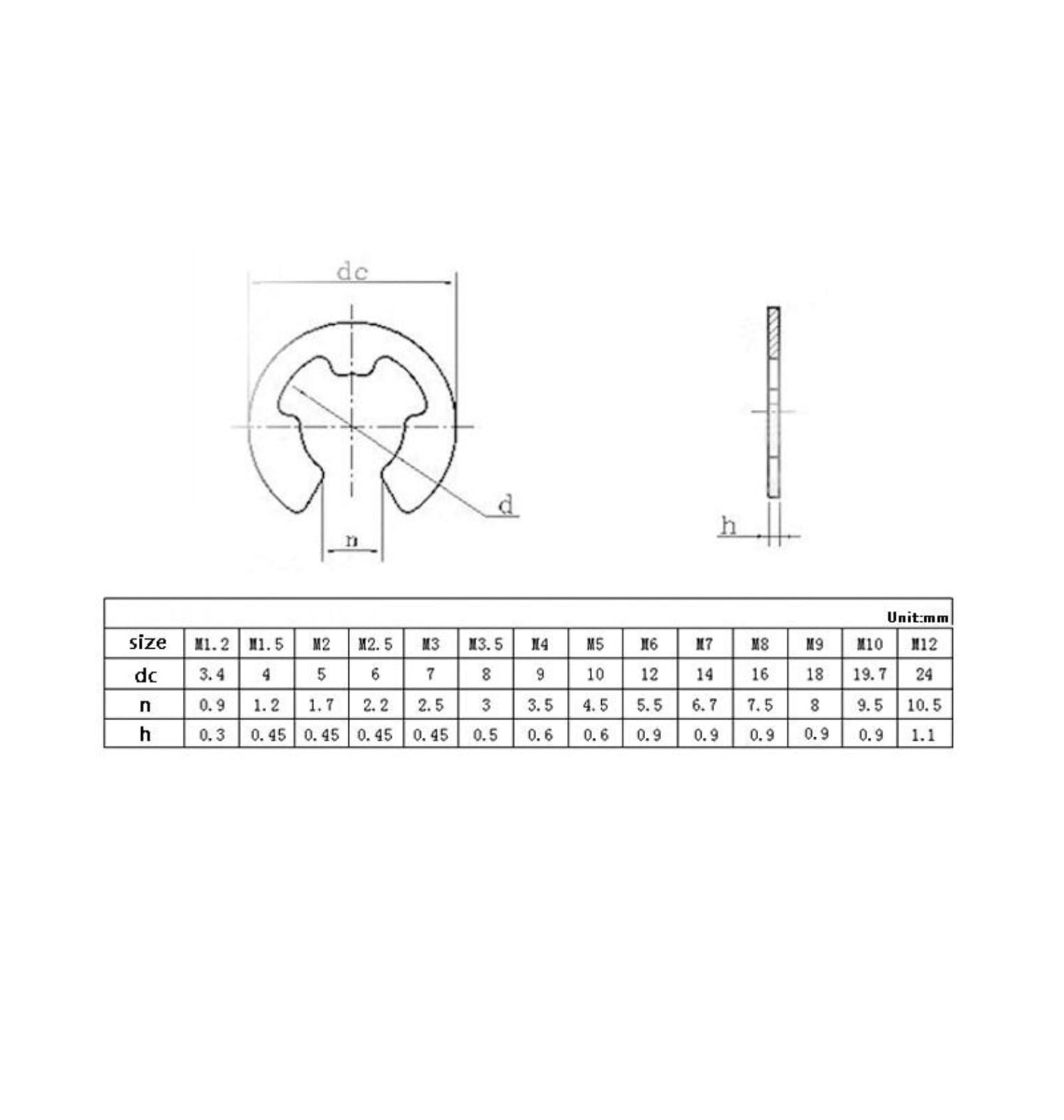 10/50/100 Stück M1,2 M1,5 M2 M2,5 M3 M3,5 M4 M5 M6 M7 M8 M9 M10 - M24 Schwarz 65mn Stahl E-Clip Sicherungsring Sicherungsring Unterlegscheibe for Wellenbefestigung GB896(M15 10pcs) von Manoud