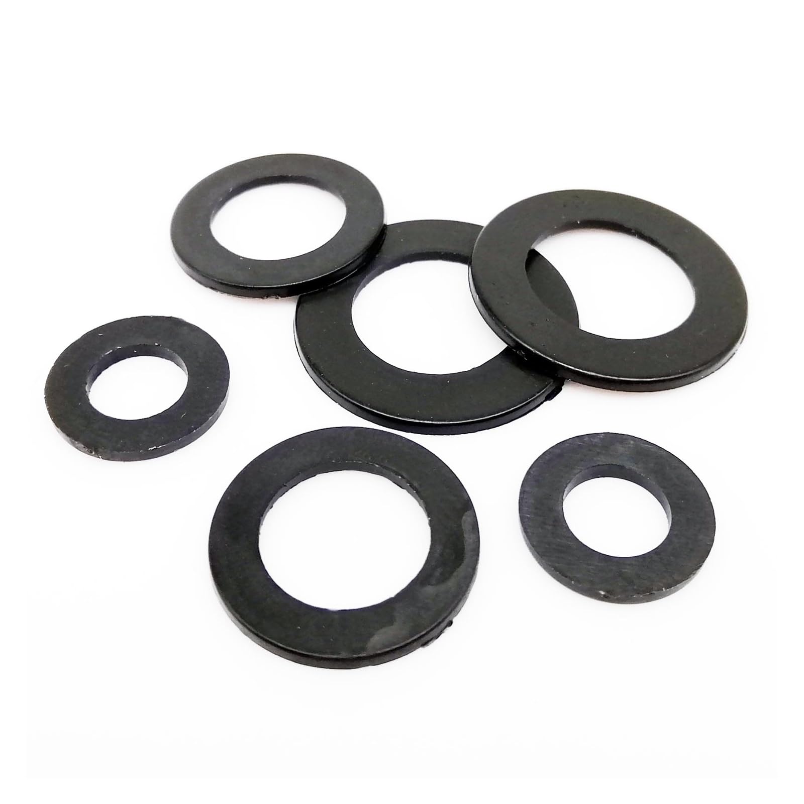 100 Stück M1.5 M2 M2.5 M3 M4 M5 M6 M8 M10 M12 Weiß Schwarz Kunststoff Nylon Unterlegscheibe Flache Distanzscheibe Isolierdichtung Isolierring(Black,M1.5x3.6x0.5) von Manoud