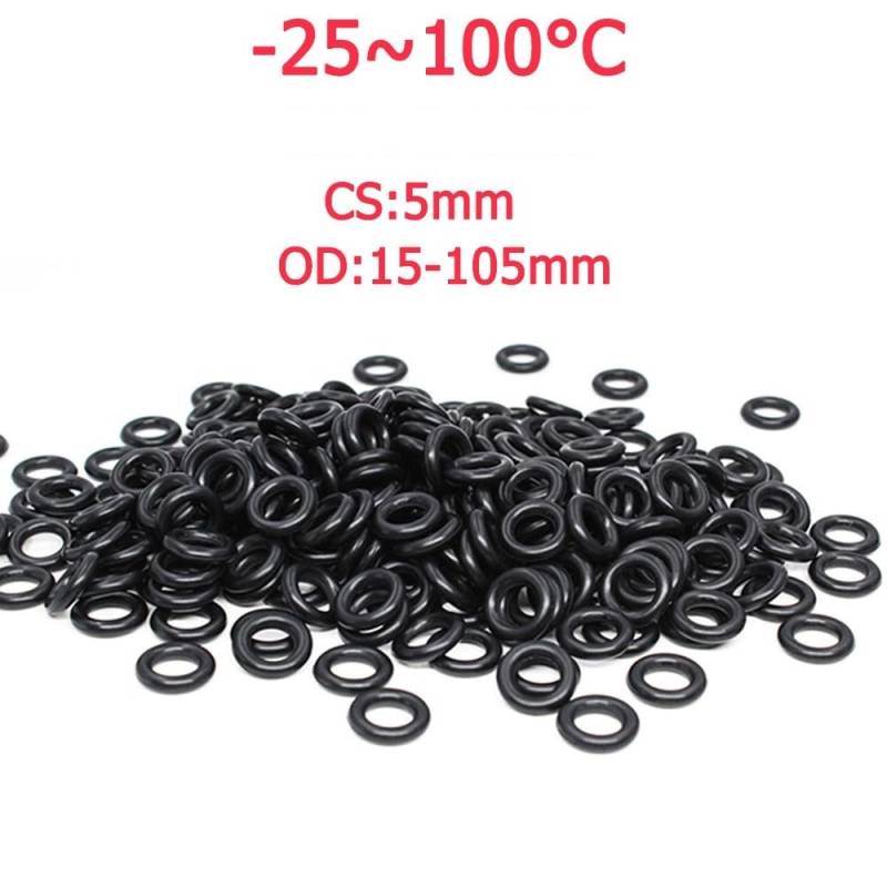 2/5/10 STÜCKE Unterlegscheibe AD 15 mm-105 mm Schwarze O-Ring-Dichtung CS 5 mm Automobil-Nitrilkautschuk Runde O-Typ-Korrosionsölbeständige Dichtung(OD 55mm(5Pcs)) von Manoud