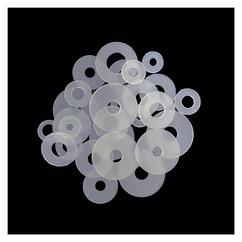 50/100/200/500 STÜCKE M6 M8 M10 M12 M14 M16 M18 M20 Weißer Kunststoff Nylon Unterlegscheibe Flugzeug Abstandshalter Isolierung Dichtungen Dichtungsring Ultradünne Unterlegscheibe aus weichem Kunststof von Manoud