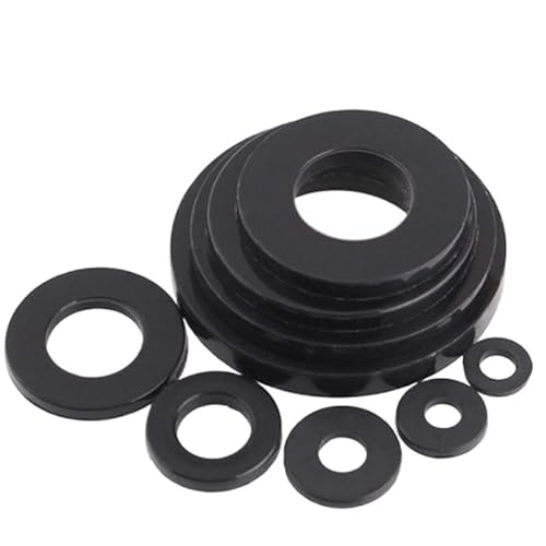 50/100/200 Stück M2 M2,5 M3 M4 M5 M6 M8 schwarze Nylon-Kunststoff-Unterlegscheiben, passend for metrische Bolzen, Schrauben DIN 125(M4x9x1mm-200pcs) von Manoud