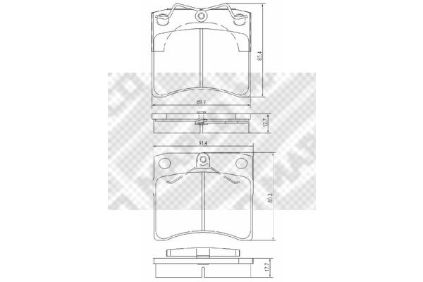 Bremsbelagsatz, Scheibenbremse Vorderachse Mapco 6383/1 von Mapco