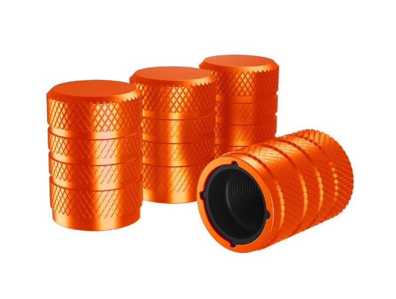 Marcraft Korrosionsbeständige (orange) Aluminium Reifen Rad Legierung Ventilkappen Staubkappen (4 Pack) Universal für Autos, SUVs, Fahrräder, Motorräder, LKWs | Kunststoffeinsatz | Aufschrauben von MarCraft