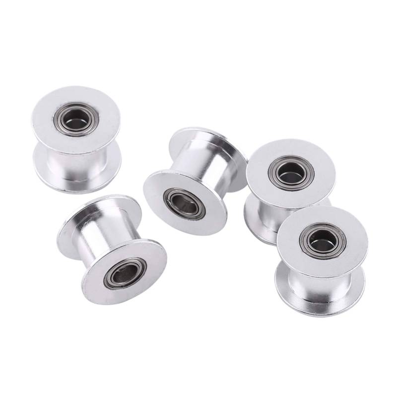 5 STÜCKE Synchrone Spannrolle, 3D Drucker Zubehör 2 GT Aluminium Timing Riemenscheibe Rad 20 Zahn 5 mm Bohrung ohne Zähne für Gürtel Breite 10 mm von Marhynchus