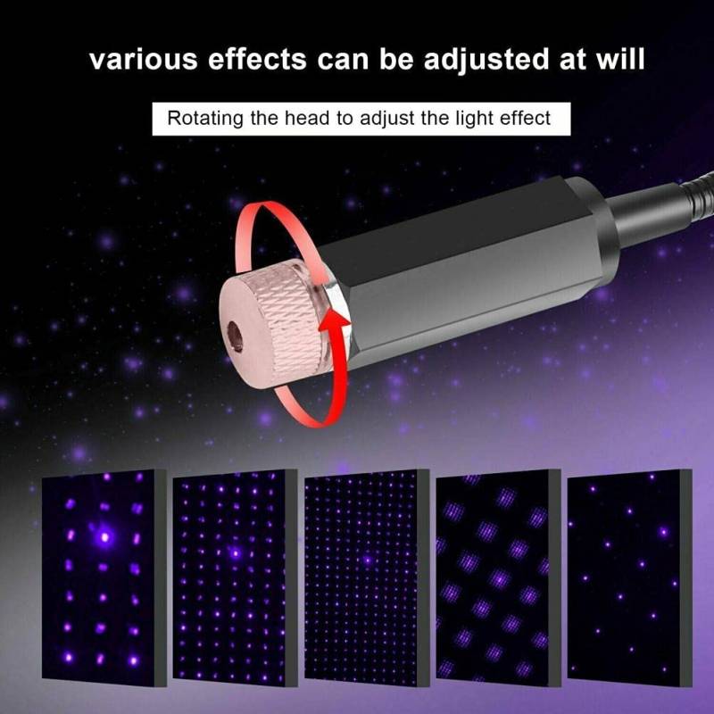 Autodach-Sternlichter, USB-betriebene Sternprojektorlampe, LED-Sternhimmel-Nachtlicht, Universell für Autos, Rotes LED-Atmosphärenlicht, Dekoratives Licht (2) von Marhynchus