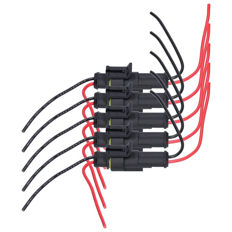 Wasserdichte Elektrische Steckverbinder, 5-teiliger Wasserdichter Elektrischer Steckverbinder für Autos, 2-poliger Stecker für Auto-Elektrokabel, Kfz-Zündkerzenstecker (2P) von Marhynchus