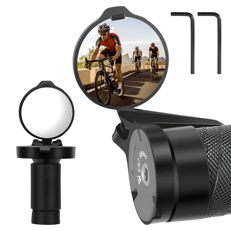 2 Stück Schwarz Fahrradspiegel, HD 360° Drehbar Fahrrad Rückspiegel, Fahrradspiegel Klappbar für Lenker 16-22 mm, Fahrrad Spiegel Einfache Installation, für Falträder, Rennräder, Mountainbikes von Marjoramy