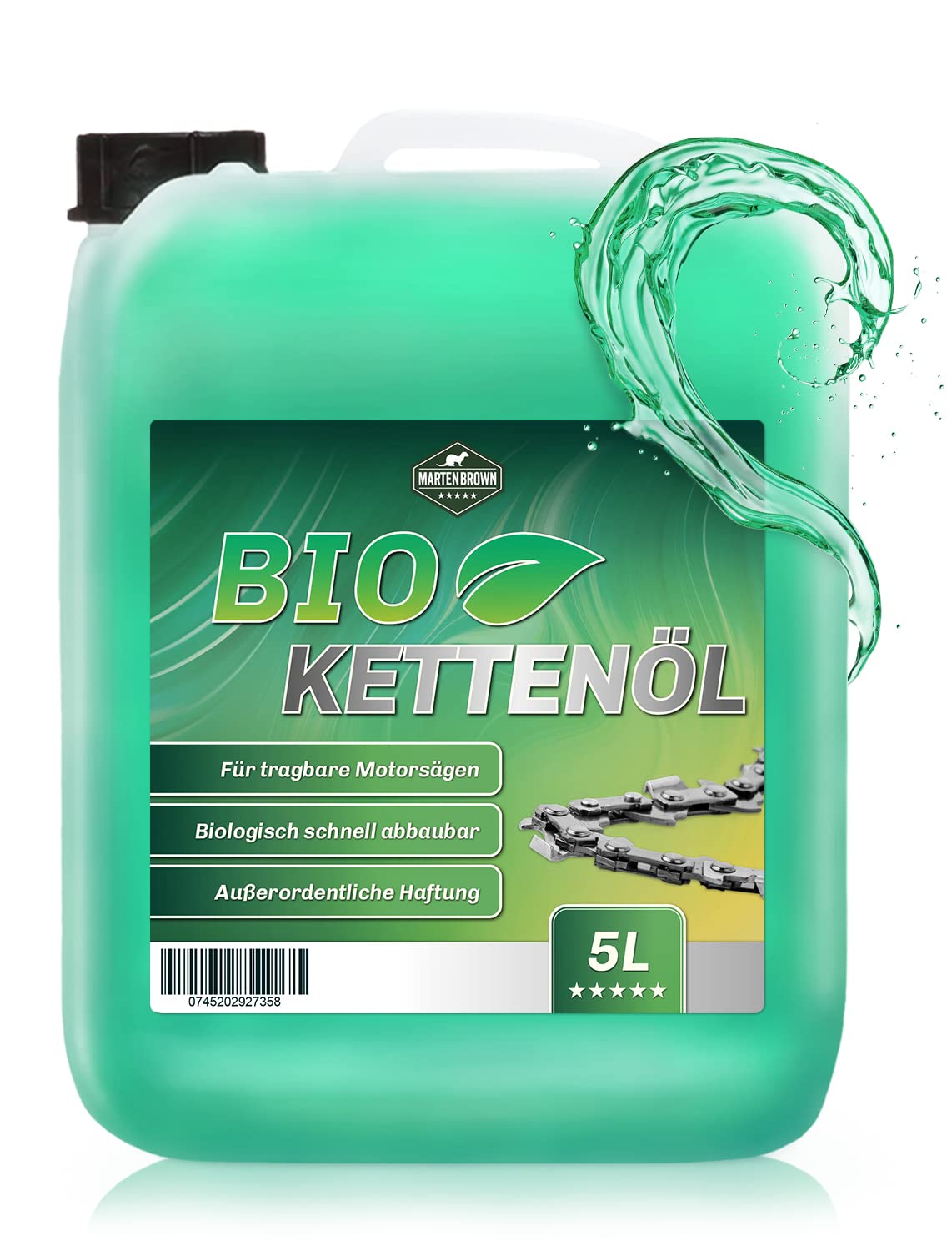 Martenbrown® Bio Kettensägenöl / 5l im Kanister/Biologisch abbaubar/Sägekettenöl für tragbare Motorsägen von Martenbrown