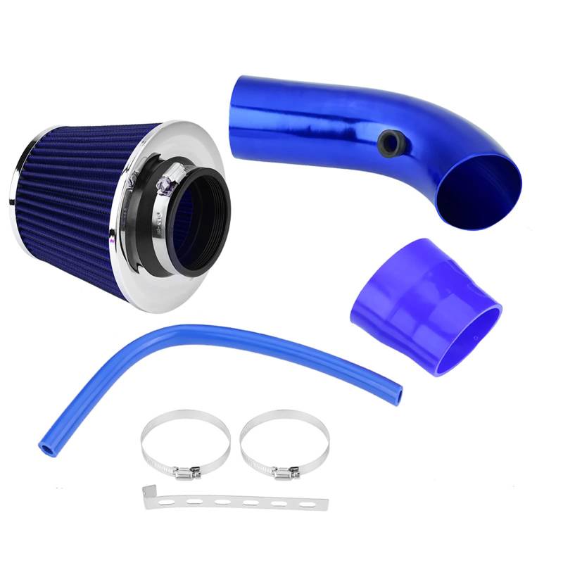 Kaltlufteinlassschlauch, 76mm 3 Zoll Universal Auto Kaltlufteinlassfilter Aluminium Automotive Luftfilter Ansaugschlauch Kit(Blau) von Marvellous