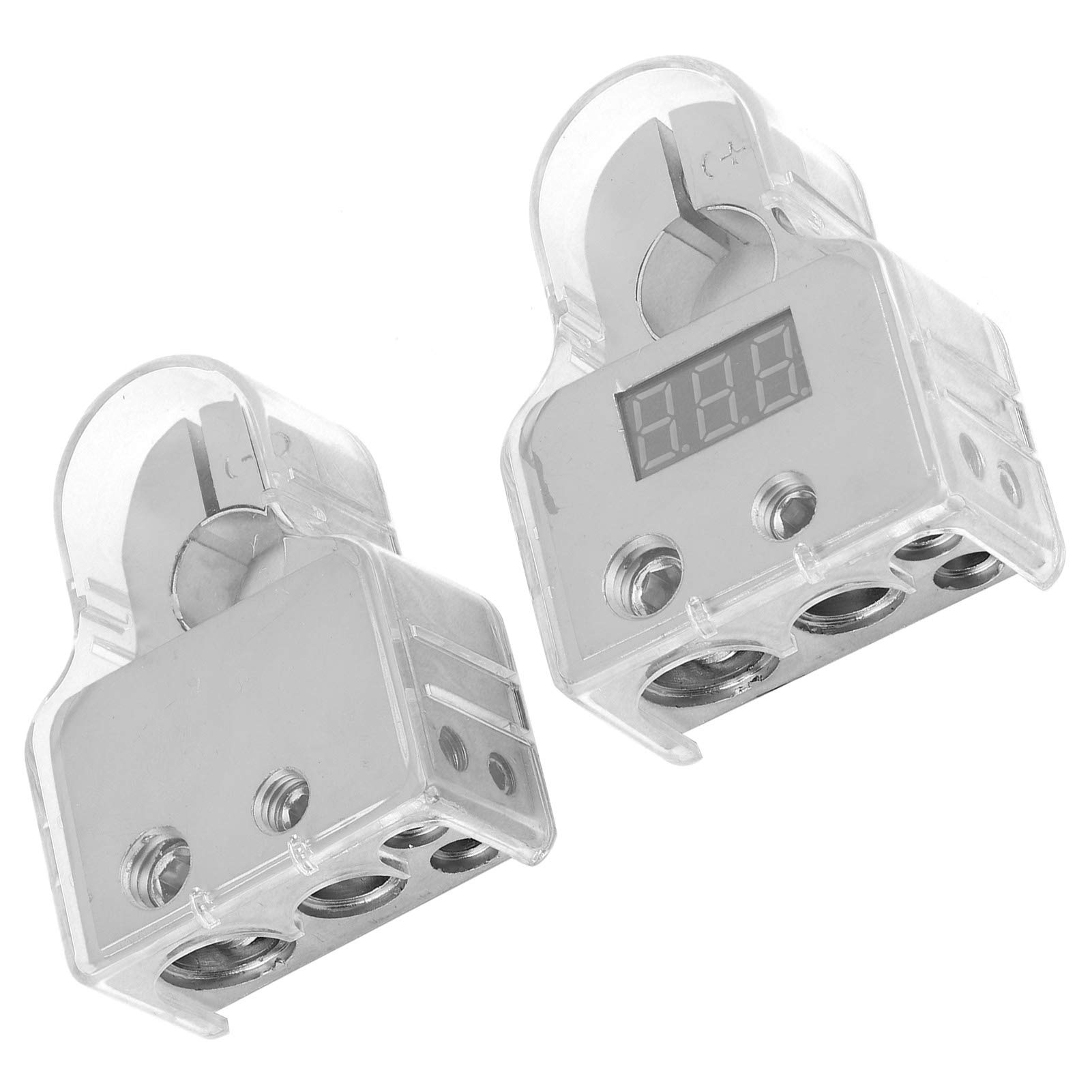 2PCS-Auto-Batterieanschlüsse mit Voltmeter Echtzeitüberwachung 0/4/8 AWG Gauge Clear Deckung von MasYosh