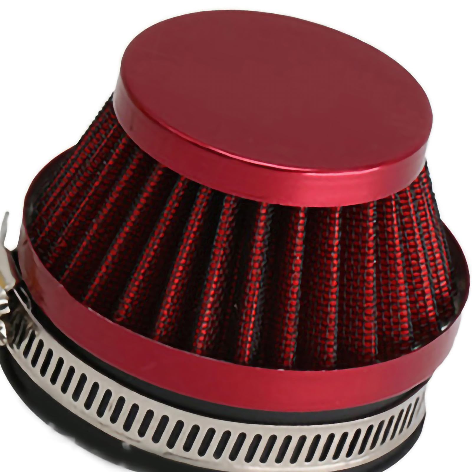 Universeller Motorradluftfilter Hoher Durchflussansaugluftluftreiniger für das Motorrad -Wiedergutmachung (48 mm/1,89 Zoll rot) von MasYosh