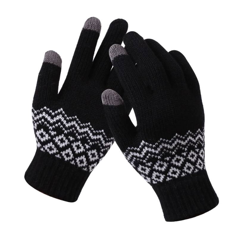 Druck und Handschuhe, modische Herren-Handy-Kreativ-Schneeflocke, dick, warm, Erwachsene, Damen, mit Bildschirm und Handschuhen und Winter-Strickhandschuhe, Fäustlinge für Damen, kaltes Wetter von Mashaouyo