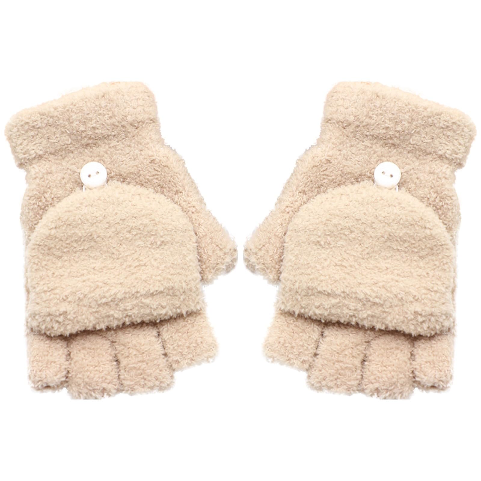 Mashaouyo Besufy Frauen Winter Wärmer Handschuhe Coral Fleece Hand Handgelenk Fingerlose Fäustlinge Handschuhe Fäustlinge für Frauen Kaltes Wetter (Beige, Einheitsgröße) von Mashaouyo