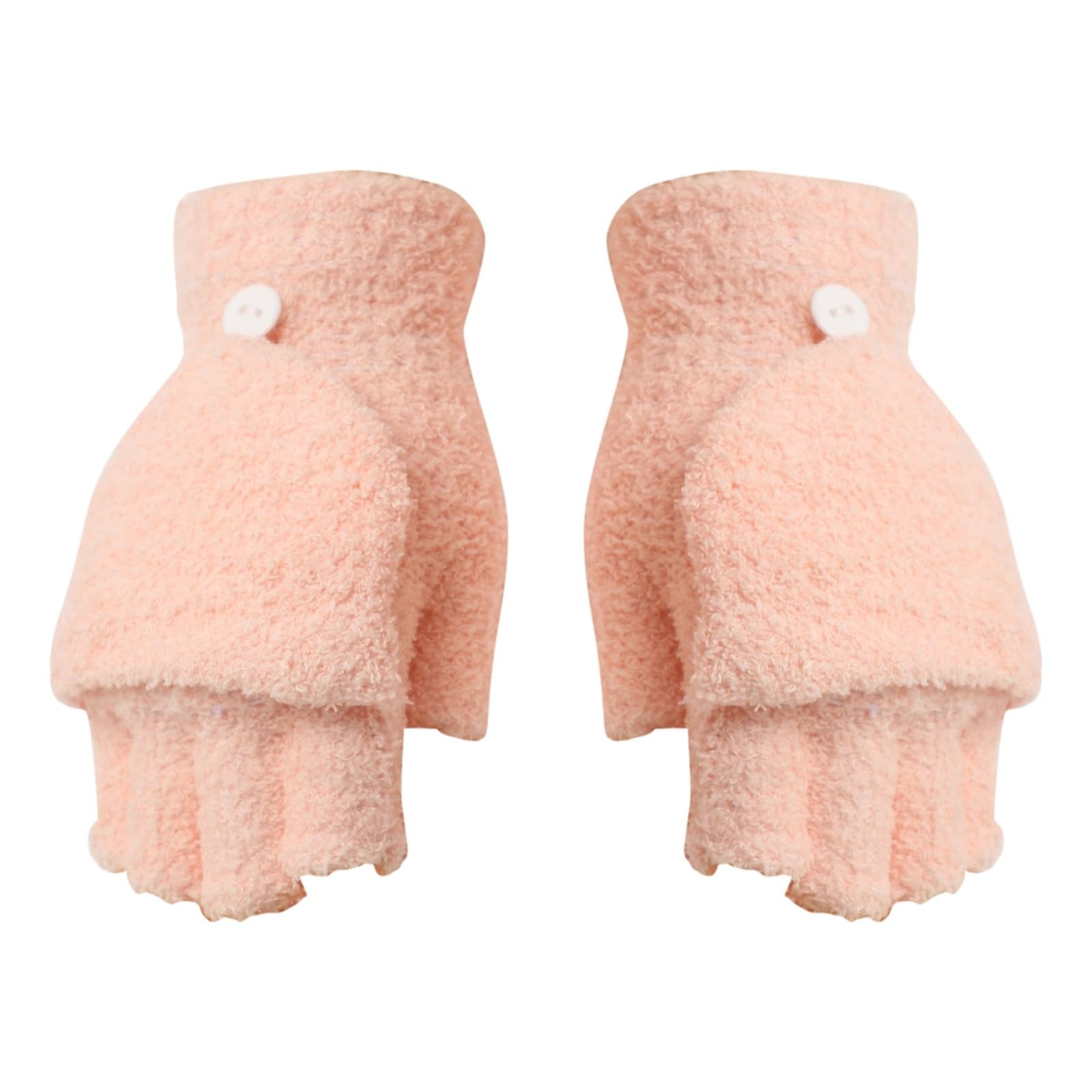 Mashaouyo Besufy Frauen Winter Wärmer Handschuhe Coral Fleece Hand Handgelenk Fingerlose Fäustlinge Handschuhe Fäustlinge für Frauen Kaltes Wetter (Roségold, Einheitsgröße) von Mashaouyo