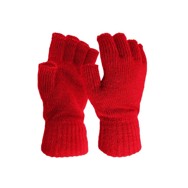 Mashaouyo Color Herren und Warme Strickhandschuhe Damen Halbfinger Winter Solide Handschuhe Handschuhe Fäustlinge für Frauen Kaltes Wetter (Rot, Einheitsgröße) von Mashaouyo