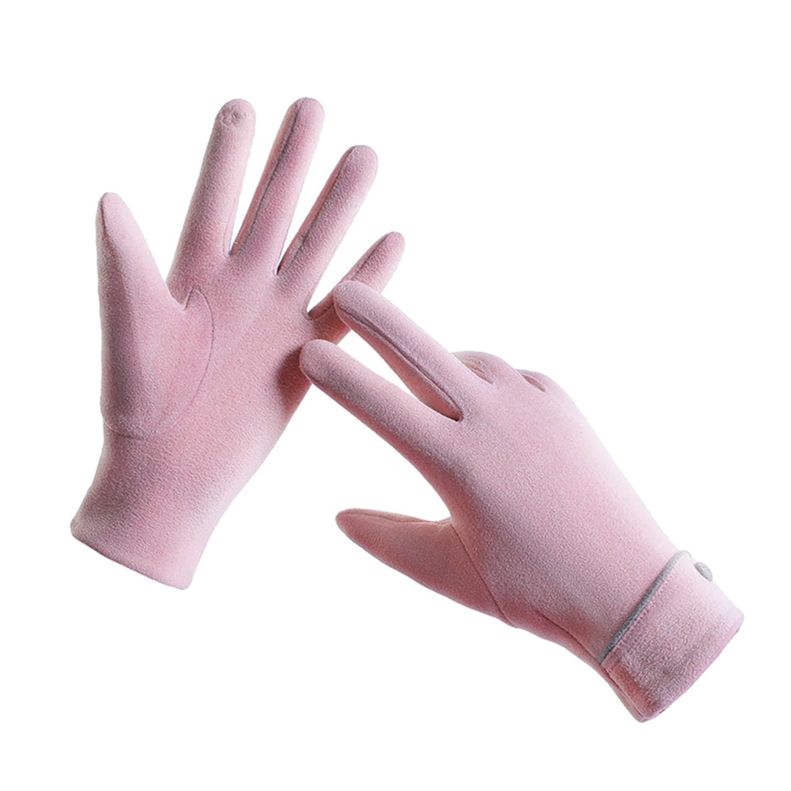 Mashaouyo Damen Warme Handschuhe Herbst und Winter Warm Fleece Einzelknopf Outdoor Radfahren und Fahren Handschuhe Handschuhe Fäustlinge (Rosa, Einheitsgröße) von Mashaouyo