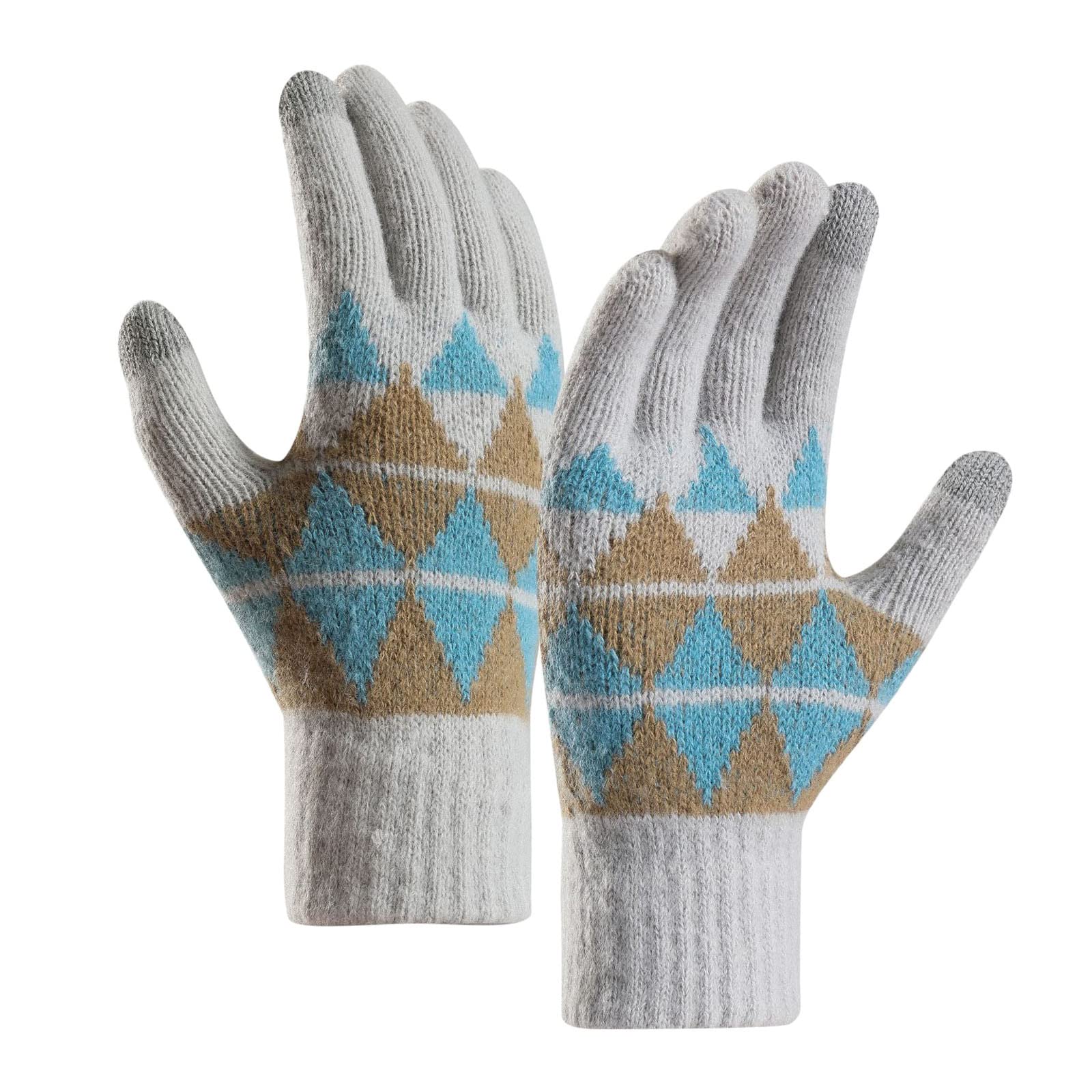 Mashaouyo Damen-Winter-Handschuhe, warme Strickhandschuhe, elastische Manschette, Winter, Herren, Text-Handschuhe, Fäustlinge für Damen, kaltes Wetter, beheizt (GY2, Einheitsgröße) von Mashaouyo