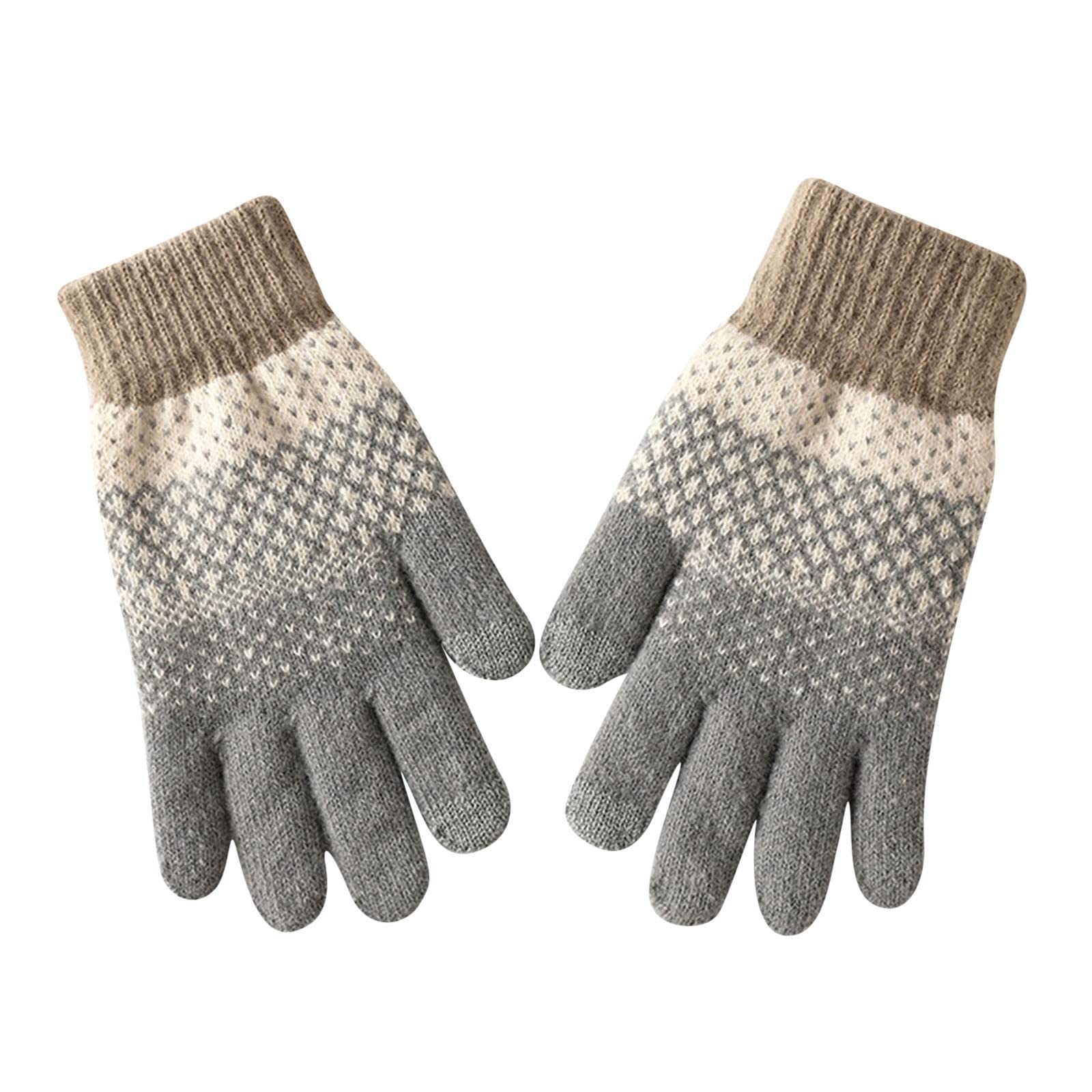 Mashaouyo Damen Winter Screen Handschuhe Warme Strickhandschuhe Elastische Manschette Winter Männer Texting Handschuhe Frauen Handschuhe Fäustling (Grau, Einheitsgröße) von Mashaouyo