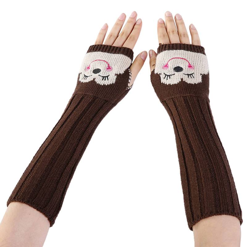 Mashaouyo Winter Armwärmer Handschuhe Warme Strickwolle Fingerlose Handschuhe Handschuhe Fäustlinge Herren Winter Warm (Kaffee, Einheitsgröße) von Mashaouyo