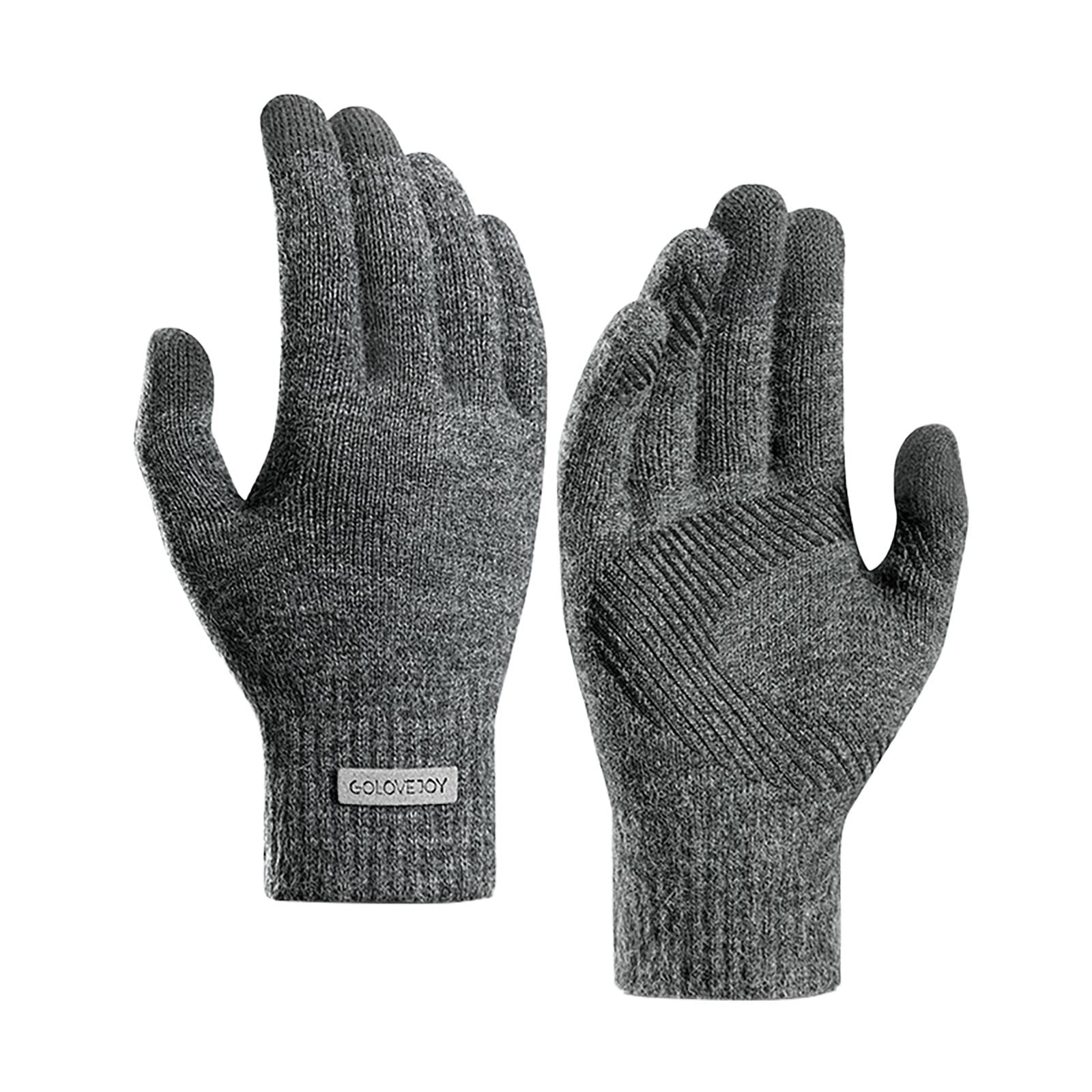 Mashaouyo Winter-Strickhandschuhe für Herren, Reifenmuster, warm, Plüsch, Reiten, Wolle, Handschuhe (A, XL) von Mashaouyo