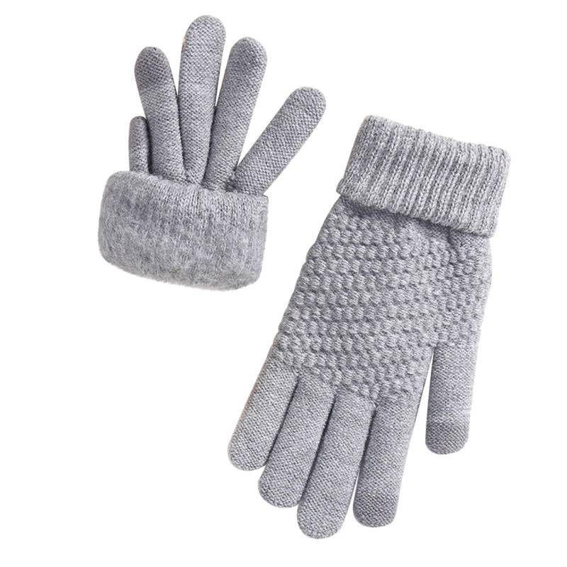 Winter Jacquard Mesh Handschuhe Damen Gestrickt Plus Samt Verdickte Herbst und Winter Warme Muster Handschuhe (Erwachsene Handschuhe) Handschuhe Fäustlinge Kleinkind (GY1, Einheitsgröße) von Mashaouyo