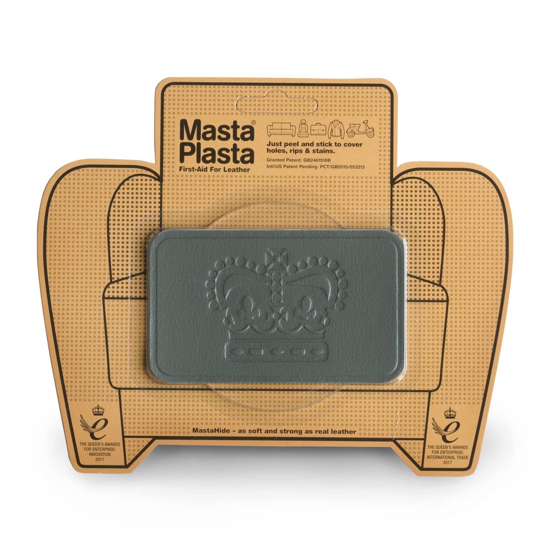 MastaPlasta Leder-Reparaturflicken selbstklebend Premium. Krone 10cmx6cm. Wählen Sie Farbe. Erste Hilfe für Sofas, Autositze, Handtaschen, Jacken usw von MastaPlasta