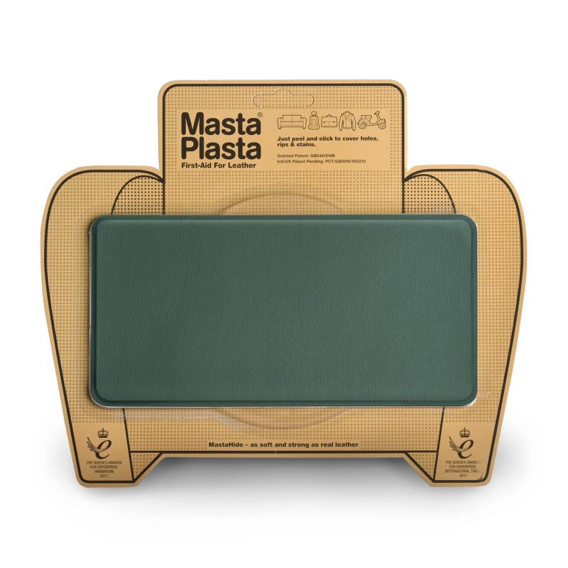 MastaPlasta Selbstklebende Premium Leder Reparatur Patch - Grün Leder - 20cm x 10cm. Sofortige Polsterung Qualität Patch für Sofas, Auto Interieur, Taschen, Jacken von MastaPlasta