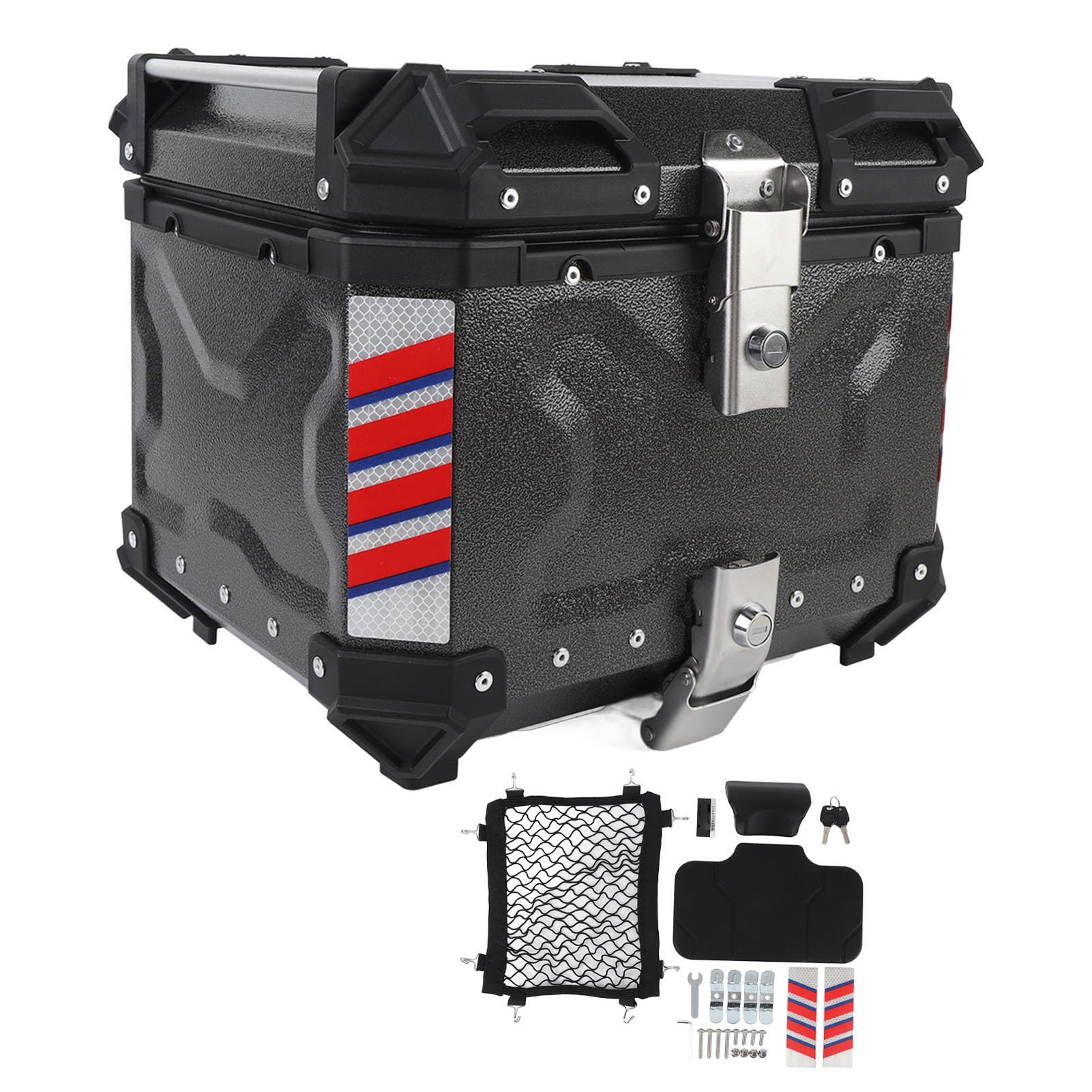 Masyrt 36L Wasserdichter und Staubdichter Motorrad-Topcase mit Schnellverschluss, Sicherheitsschloss – Heckbox aus Aluminiumlegierung für Helm und Gepäckträger von Masyrt