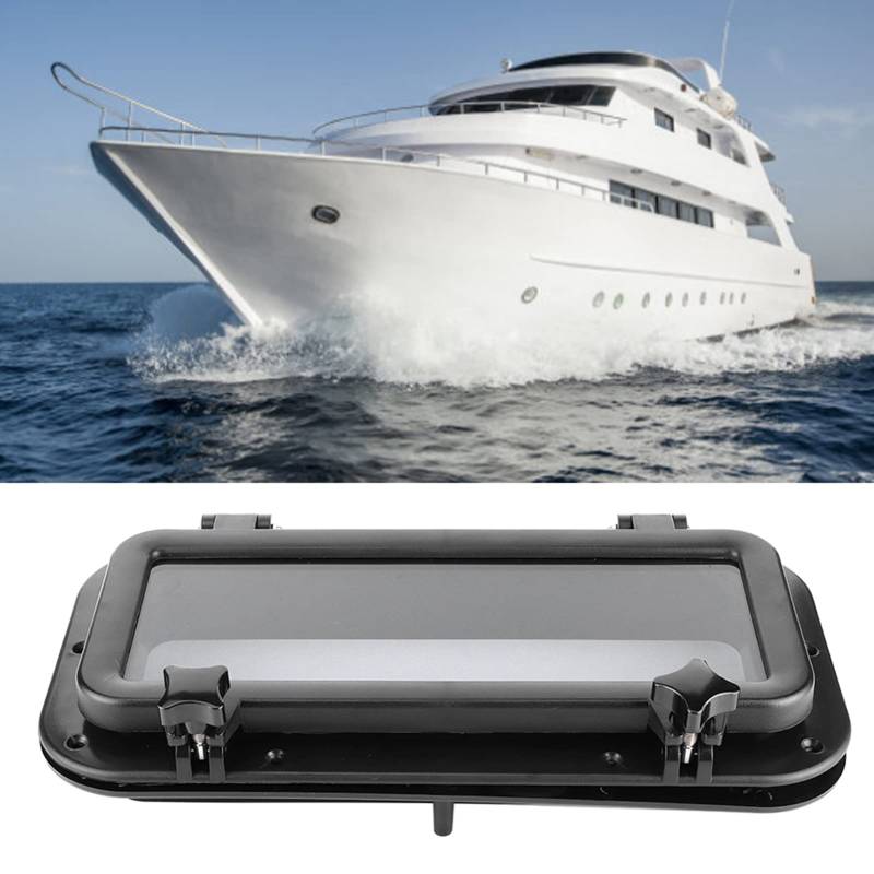 Masyrt Bullauge für Boote, 4 mm Öffnung, rechteckig, Bullauge, gehärtetes Glas, UV-beständig, für Boot, Yacht, 400 x 200 mm von Masyrt