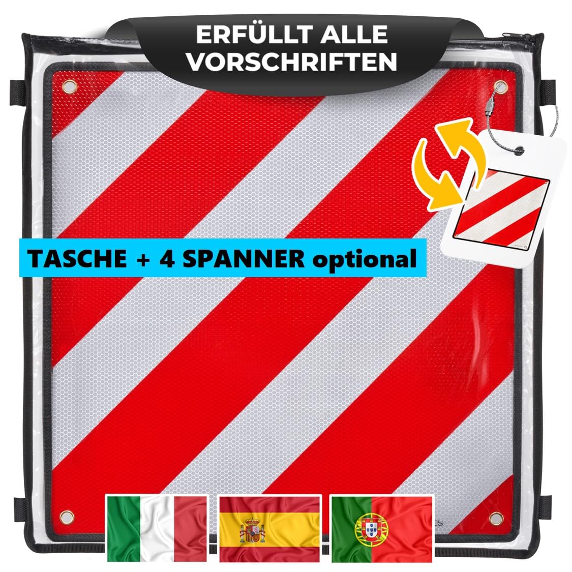 Matadores Premium 3in1 Warntafel für Italien UND Spanien + Portugal | + Tasche von Matadores