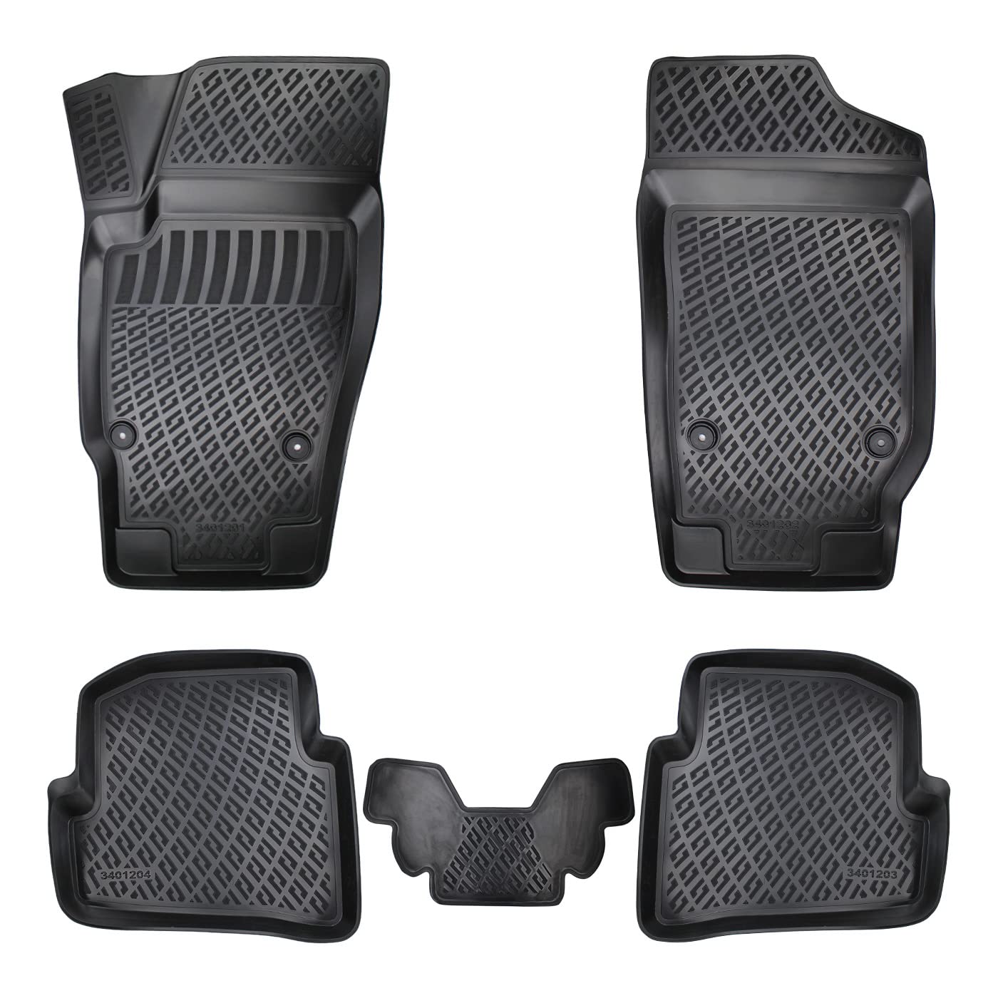 Matnamis 3D Auto Gummimatten Set passend für Volkswagen Polo V (6R) 05.2009>09.2017 / Volkswagen Polo IV (9N) 2001>2009 / Seat Ibiza 2008>05.2017 / Skoda Fabia 1999-2006 / Skoda Fabia III 2014> von Matnamis