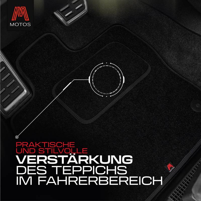 MatsMore Autoteppiche Automatten Velours Fussmatten passt für Volkswagen Caddy III 2003-2009 - Standard, Perforiert, schwarz, rot und gelb -Präzise CNC-Stickerei, Design-Lochpaspel, Auto Fußmatten - P von MatsMore