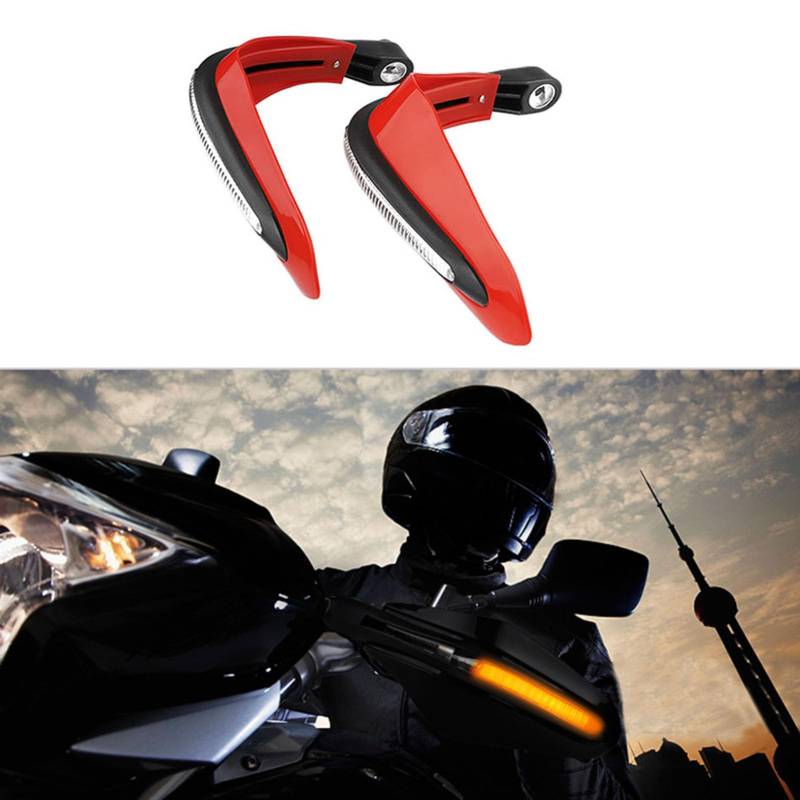 Motorrad -Handschützer mit LED Light Universal 2PCS -Lenkerschutzschutz (Rot) von Matybobe