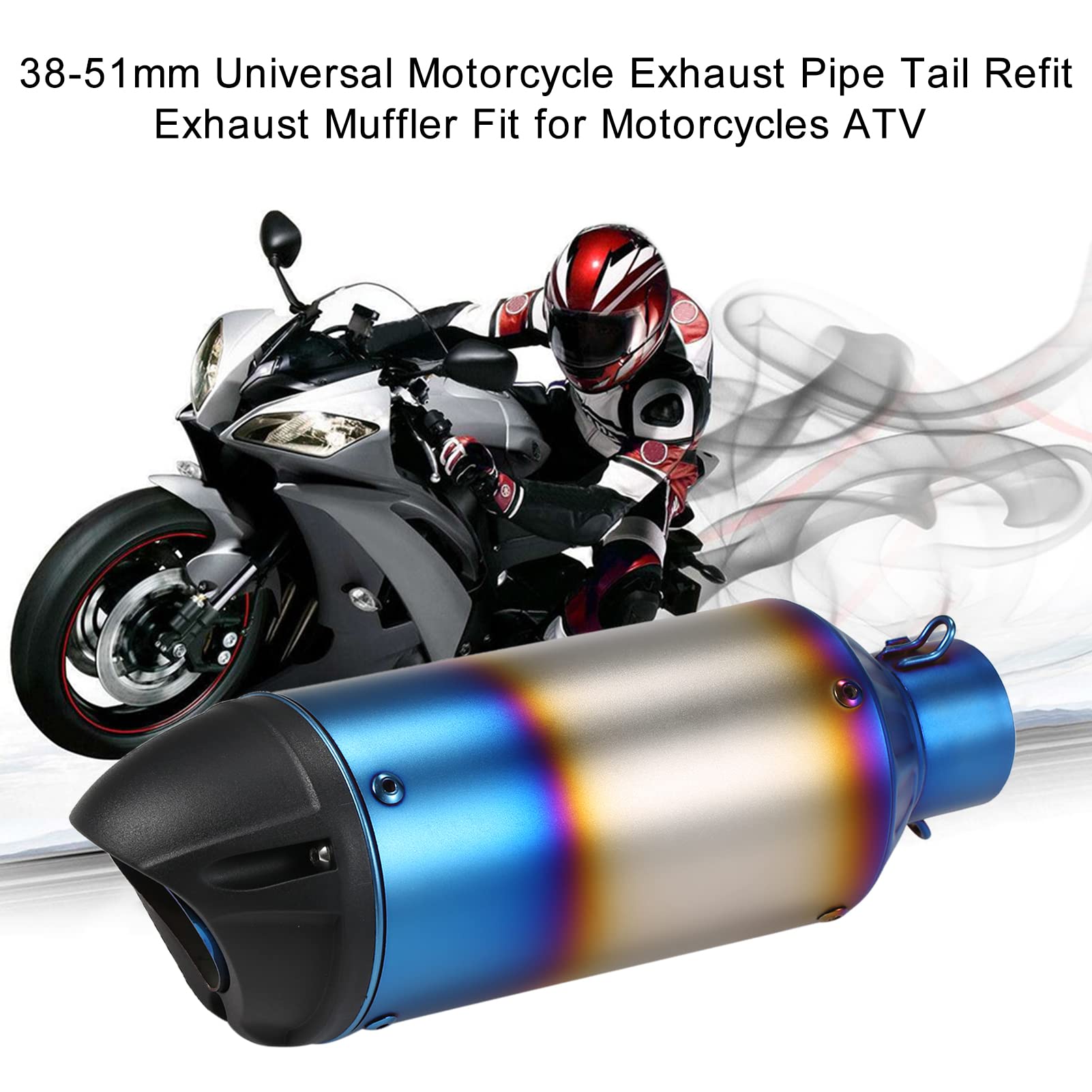 Universal Motorrad Auspuffrohr Schwanz Remuffler Edelstahl aus (Silber) von Matybobe