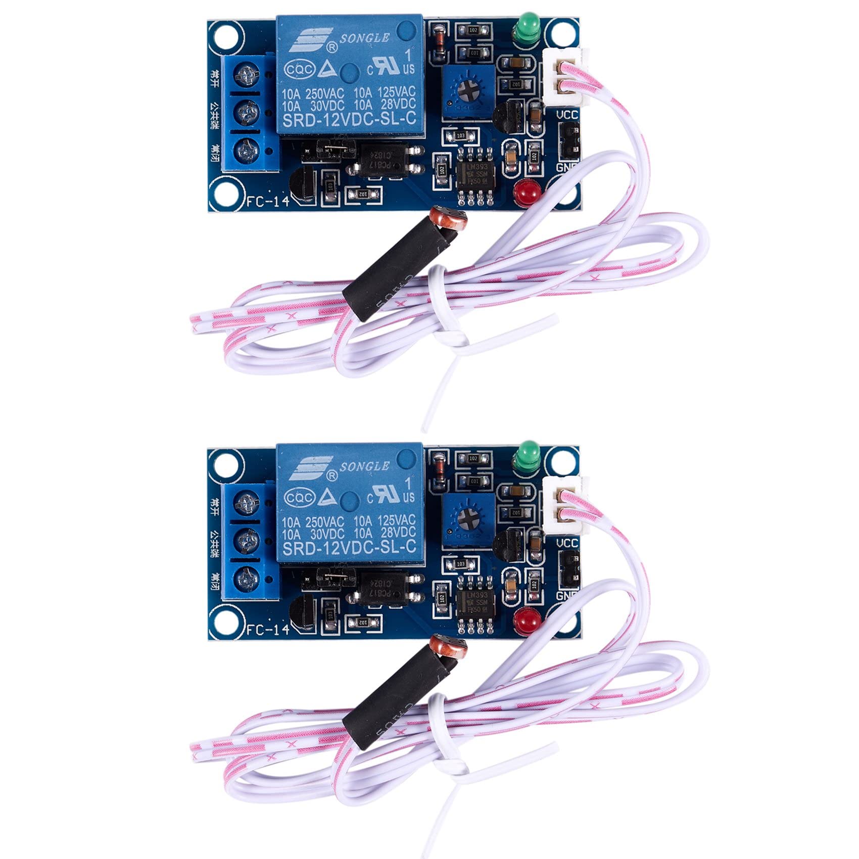 Mauedest 2 x DC 12 V Fotoelektrischer Schalter, Sensorrelaismodul, 50 mm x 25 mm, W 2 Kabel von Mauedest