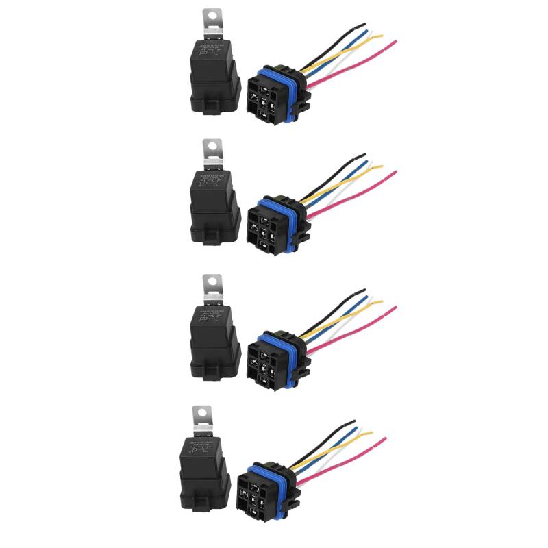 Mauedest 4 x integriertes Auto-Relais wasserdicht DC / 12 V 40 A Automatisches Relais und 5-polige Steckdose von Mauedest