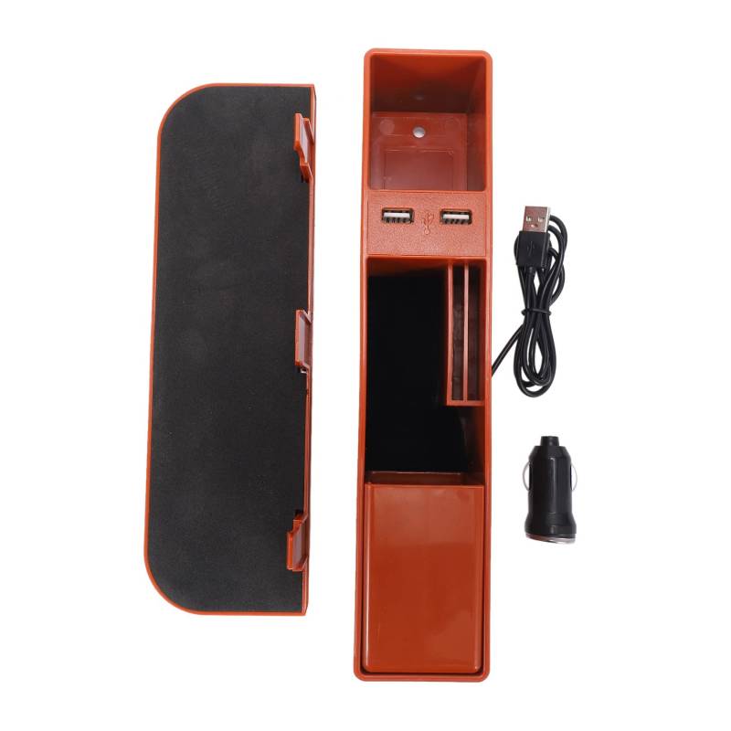 Mauedest Auto Seitentasche Auto, Seitentasche Konsole, Organizer für Auto mit 2 Ports USB Füllstoff für Handys, Schlüssel, Münzen (Orange) von Mauedest