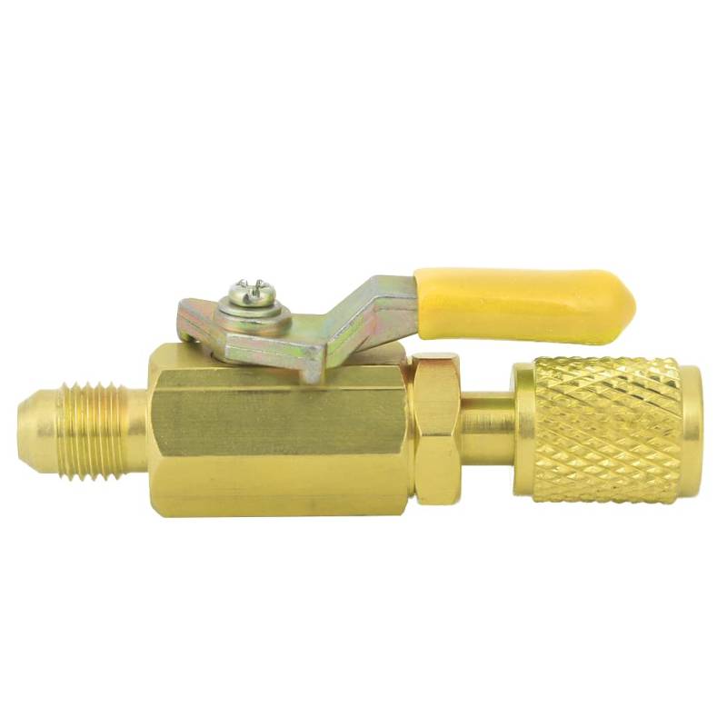 Mavaol 1/4in Straight Messing Manual Absperrventil R410A/R134A/R12 für Kühlgeräte (Yellow) von Mavaol