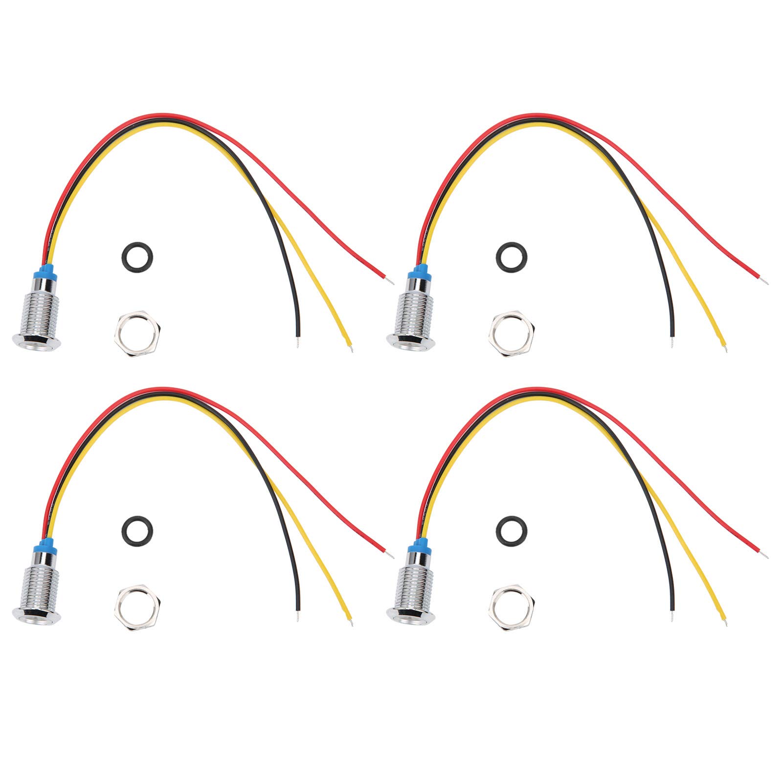 Mavaol 2-farbige wasserdichte LED-Anzeigeleuchte, 4 Sätze vorverkabelter runder LEDs, 10 mm, 1224 V (rot und gelb) von Mavaol