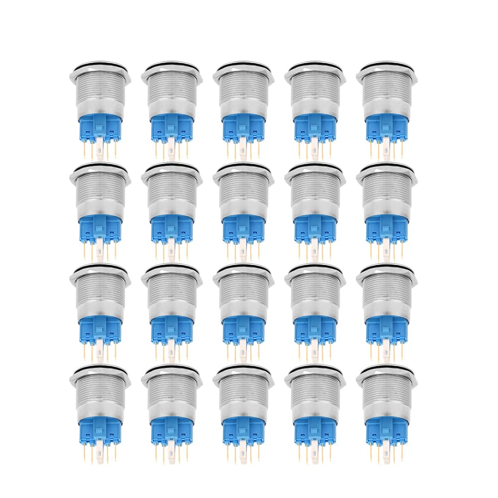 Mavaol 22 mm Edelstahl-Knopfschalter, wasserdicht, staubdicht, normalerweise offen/normalerweise geschlossen, robuster elektrischer Schalter für Elektronik, Außenbereich (Blue) von Mavaol